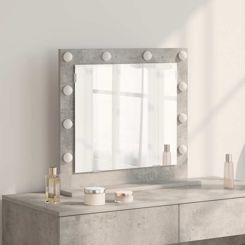 vidaXL Toalett Tükör LED -es lámpákkal Beton Szürke 60 x 55 x 18 cm