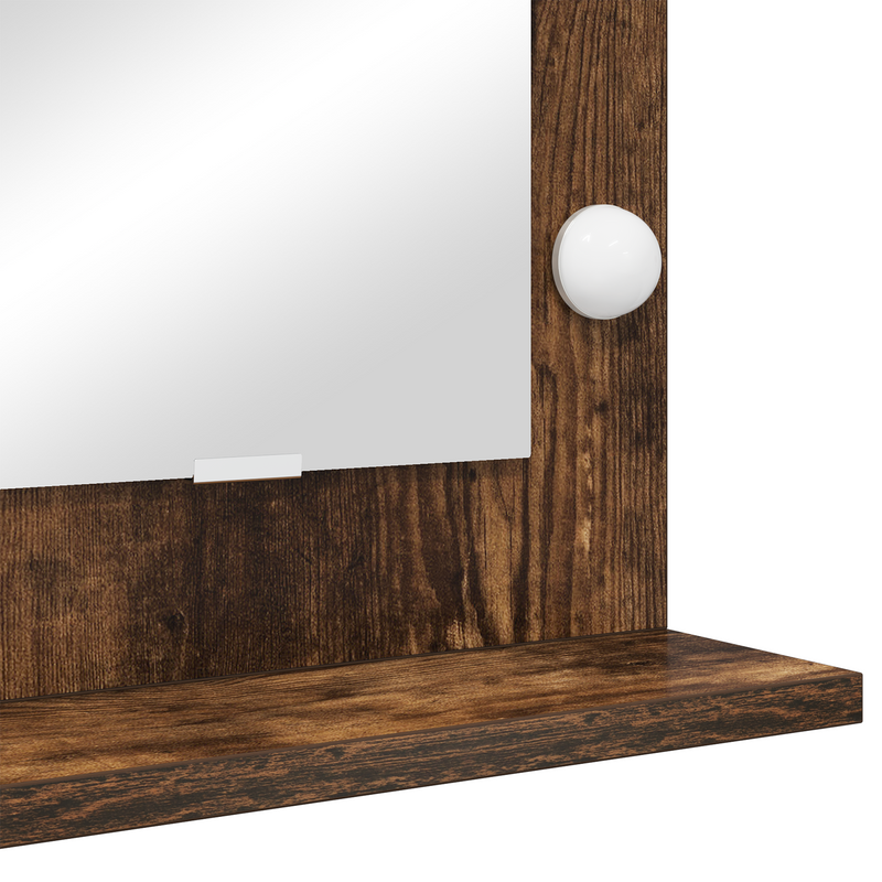 vidaXL Toalett Tükör LED -es lámpákkal Füstölt tölgy 60 x 55 x 18 cm