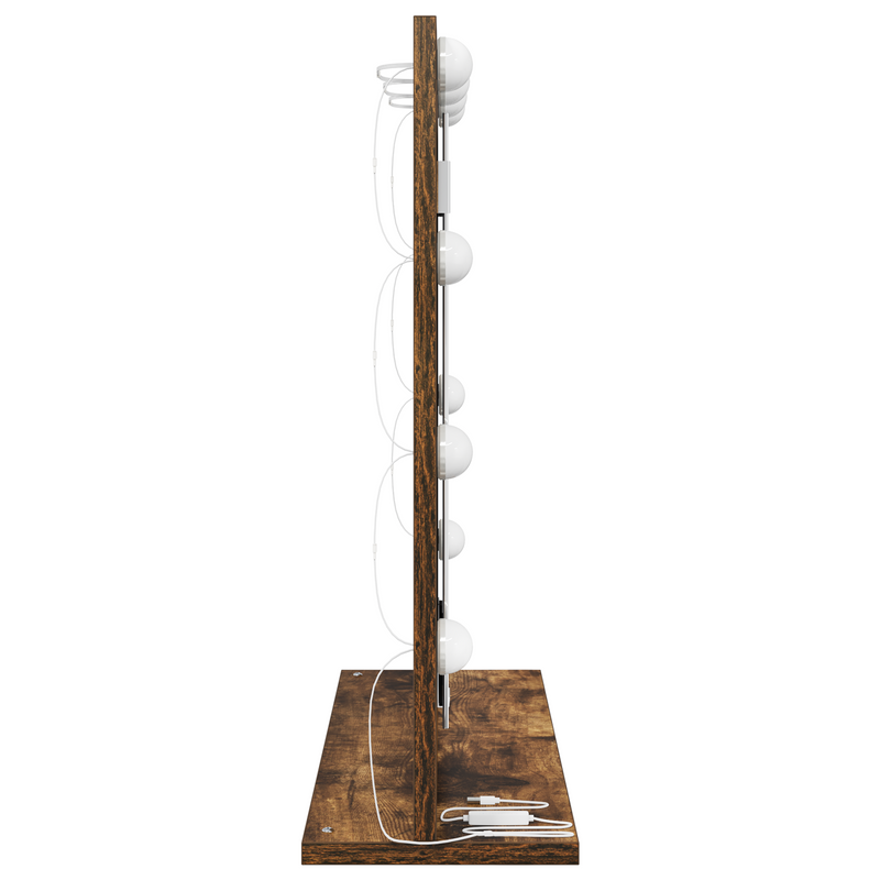 vidaXL Toalett Tükör LED -es lámpákkal Füstölt tölgy 60 x 55 x 18 cm