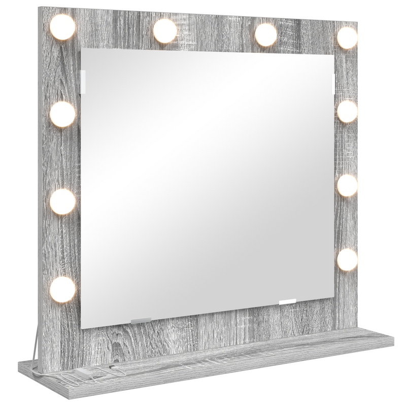 vidaXL Toalett Tükör LED -es lámpákkal Szürke Sonoma 60 x 55 x 18 cm
