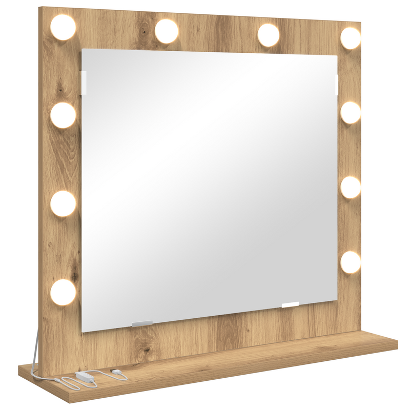 vidaXL Toalett Tükör LED -es lámpákkal Artisan tölgy 60 x 55 x 18 cm