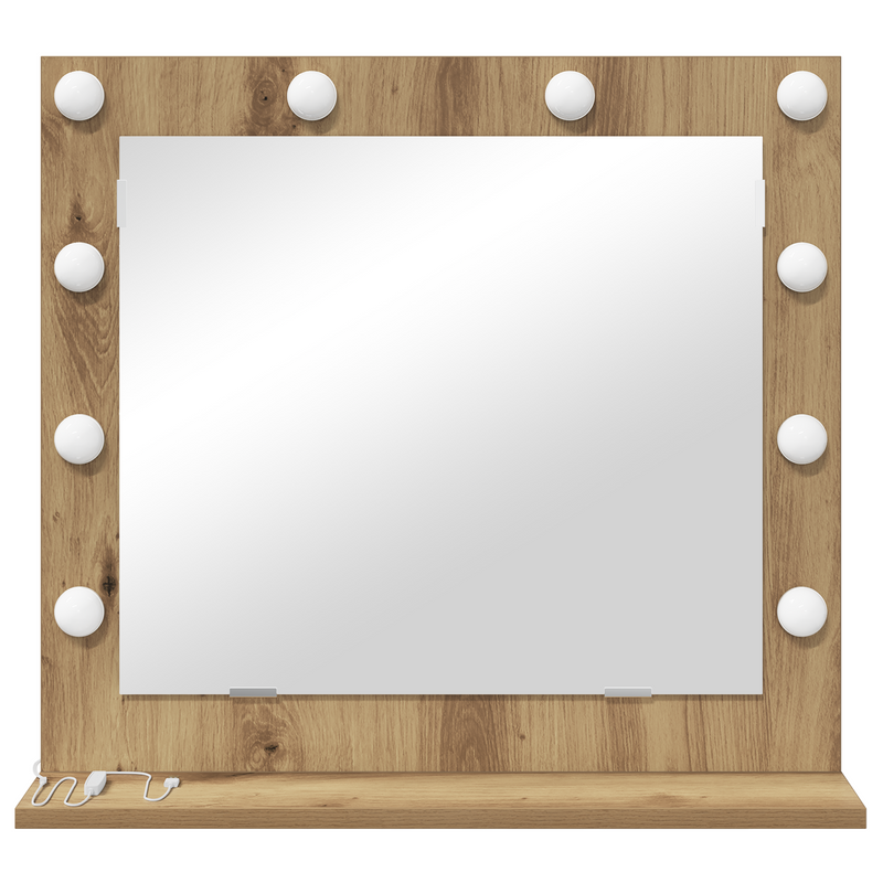 vidaXL Toalett Tükör LED -es lámpákkal Artisan tölgy 60 x 55 x 18 cm