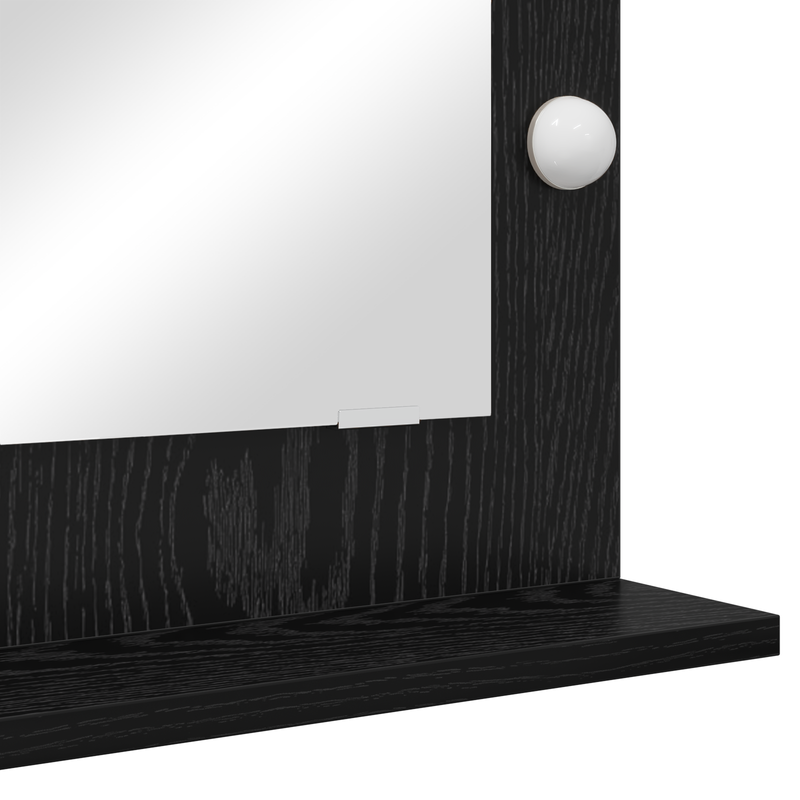 vidaXL Toalett Tükör LED -es lámpákkal Fekete tölgy 70 x 50 x 18 cm