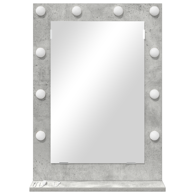 vidaXL Toalett Tükör LED -es lámpákkal Beton Szürke 70 x 50 x 18 cm