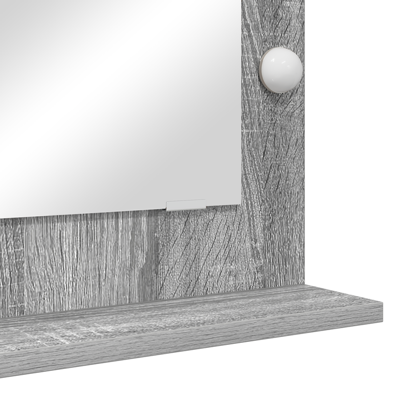 vidaXL Toalett Tükör LED -es lámpákkal Szürke Sonoma 70 x 50 x 18 cm