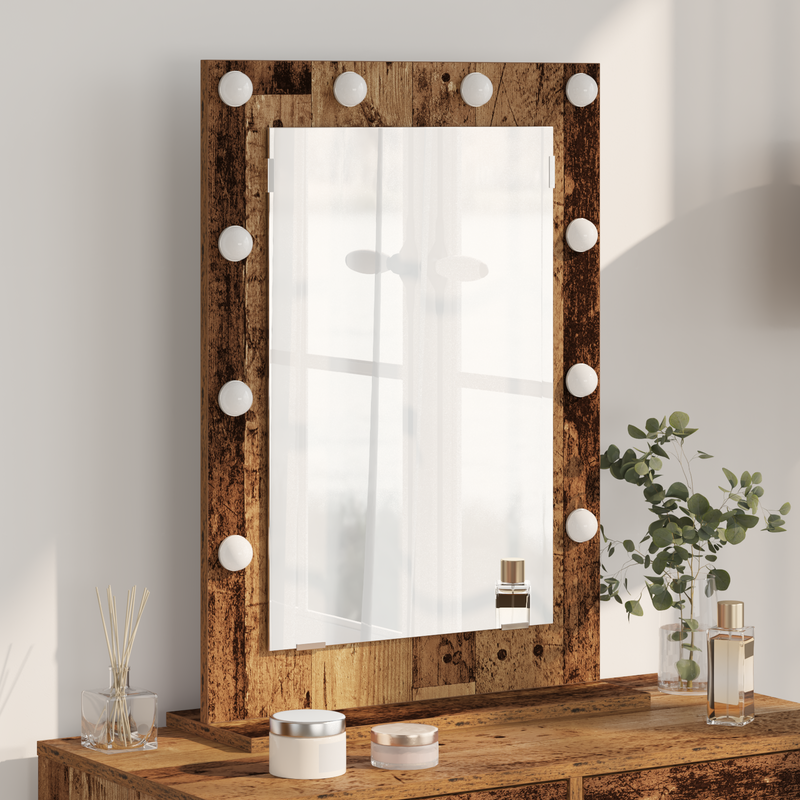 vidaXL Toalett Tükör Öreg fa 70 x 50 x 18 cm Megmunkált fa és üveg