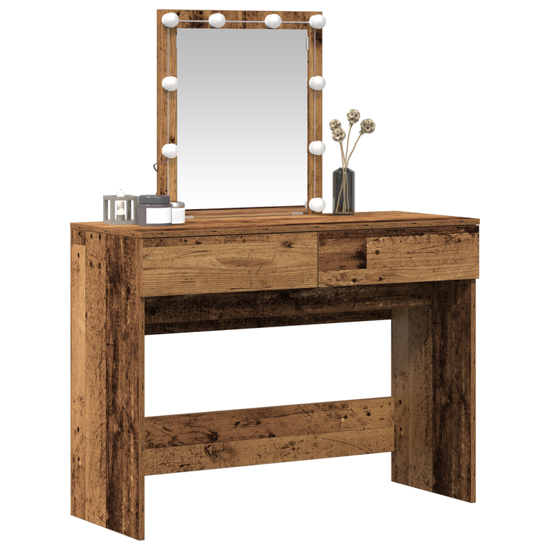vidaXL Öltöztetőasztal fiókkal Öreg fa 100 x 40 x 130 cm Faanyag