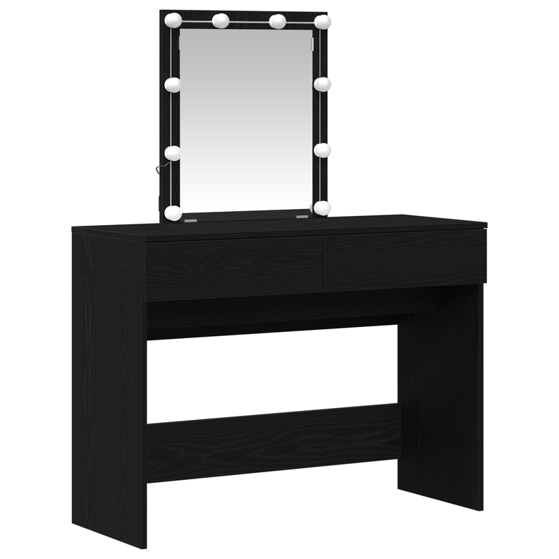 vidaXL Öltöztetőasztal fiókkal Musta tammi 100 x 40 x 130 cm Faanyag
