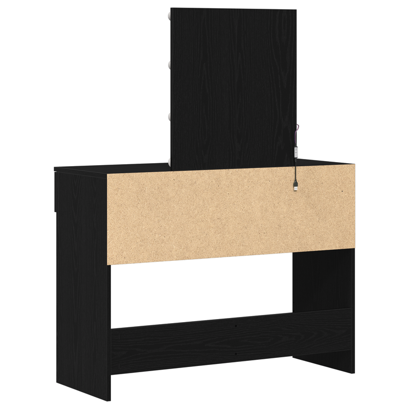 vidaXL Öltöztetőasztal fiókkal Musta tammi 100 x 40 x 130 cm Faanyag
