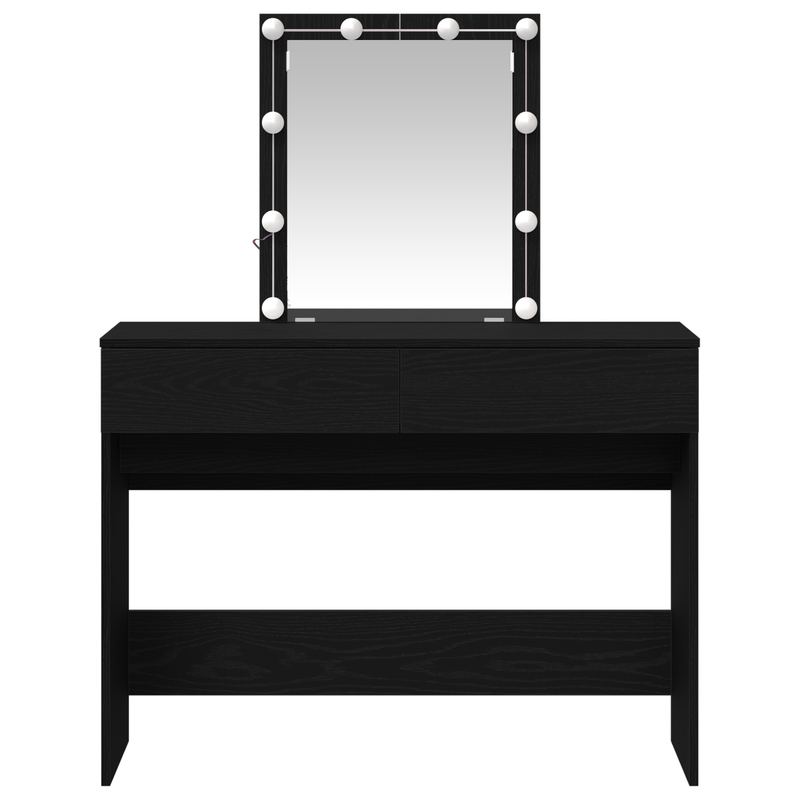vidaXL Öltöztetőasztal fiókkal Musta tammi 100 x 40 x 130 cm Faanyag