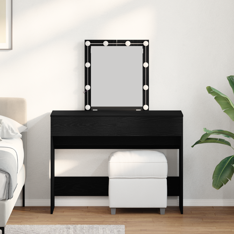 vidaXL Öltöztetőasztal fiókkal Musta tammi 100 x 40 x 130 cm Faanyag