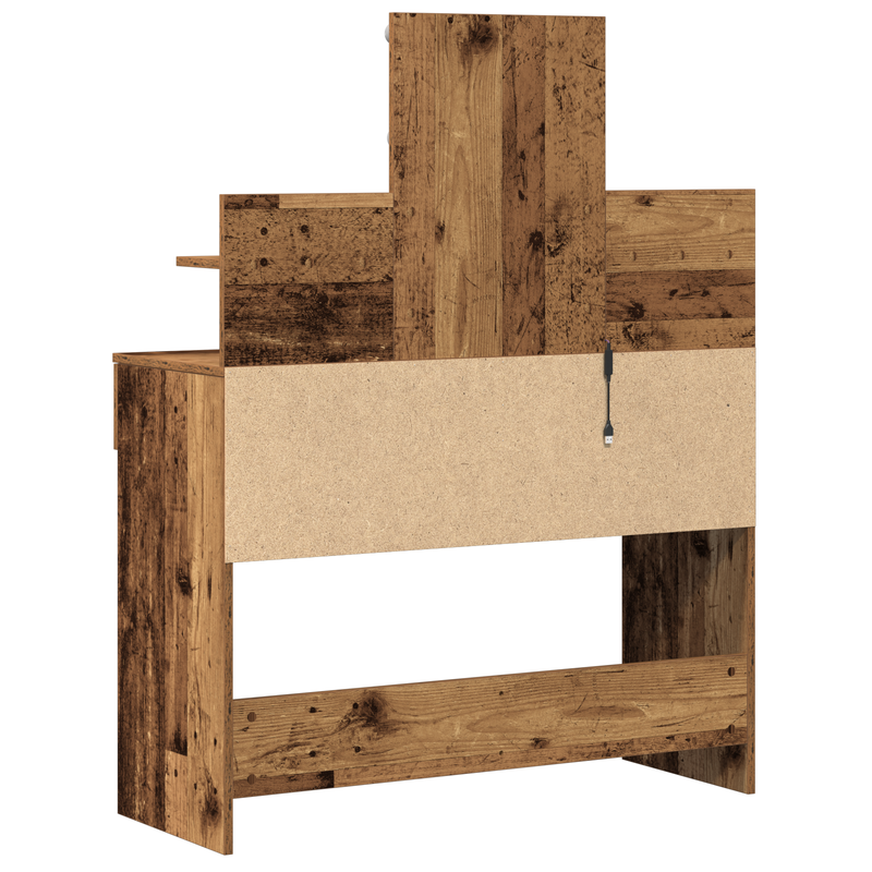 vidaXL Sminktükör fiókkal tárolóval Öreg fa 100 x 40 x 130 cm Faanyag