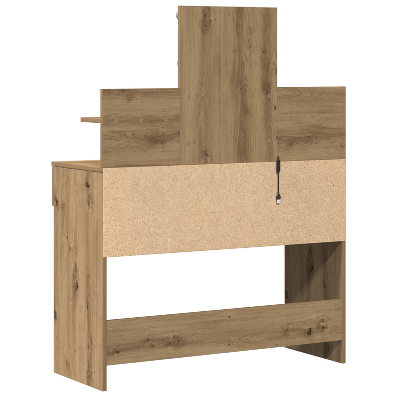 vidaXL Sminktükör fiókkal kézműves tölgy 100 x 40 x 130 cm Faanyag