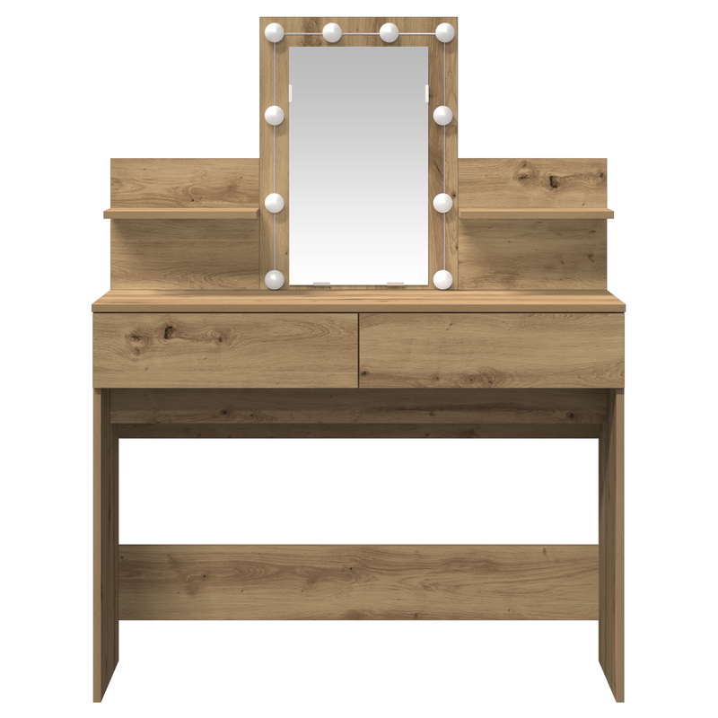vidaXL Sminktükör fiókkal kézműves tölgy 100 x 40 x 130 cm Faanyag