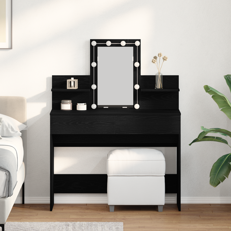 vidaXL Sminktükör fiókkal Musta tammi 100 x 40 x 130 cm Faanyag