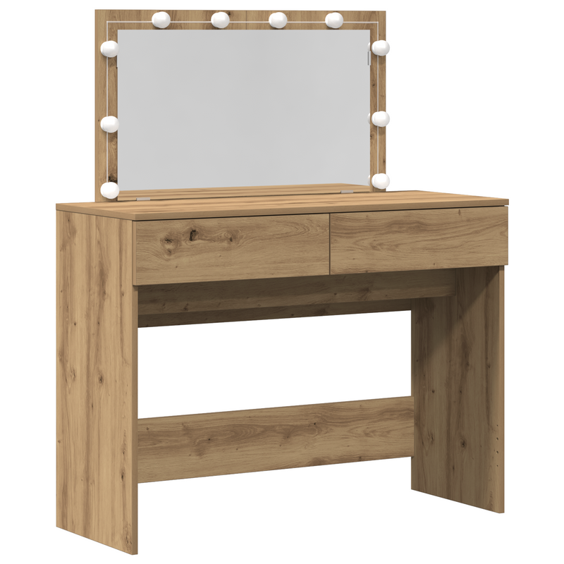 vidaXL Sminkasztal fiókkal kézműves tölgy 100 x 40 x 120 cm Faanyag