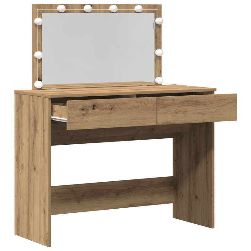 vidaXL Sminkasztal fiókkal kézműves tölgy 100 x 40 x 120 cm Faanyag