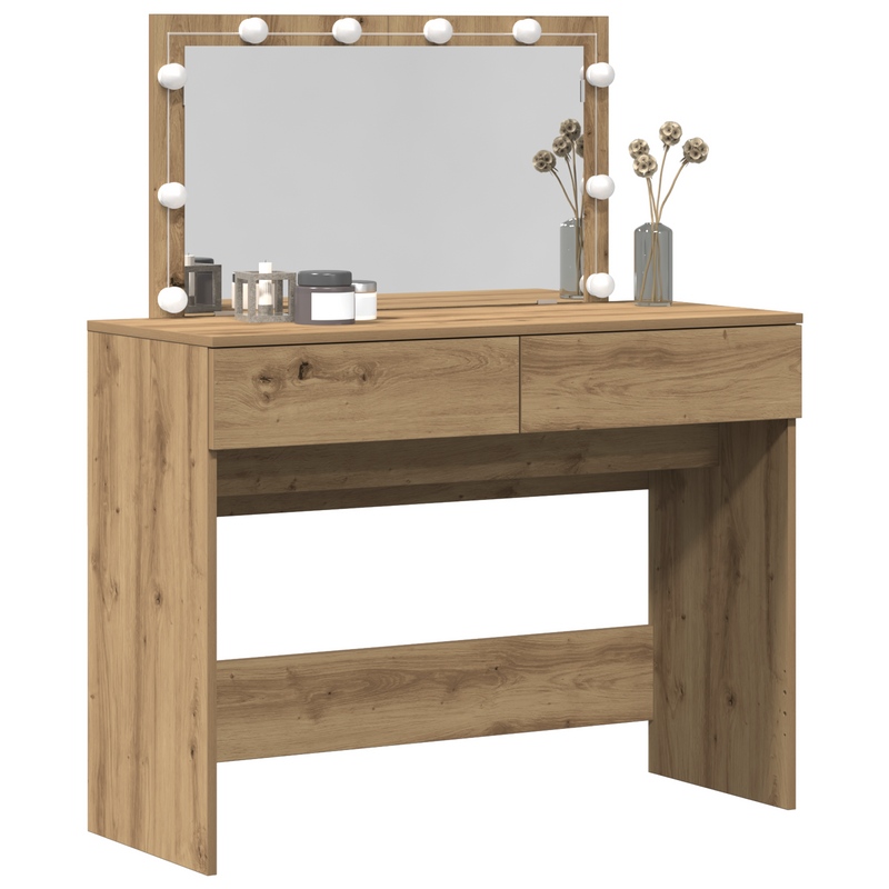 vidaXL Sminkasztal fiókkal kézműves tölgy 100 x 40 x 120 cm Faanyag