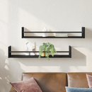 vidaXL Falpolc Falra szerelhető 2 pcs Fekete tölgy 80 x 16 x 14 cm