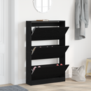 vidaXL Cipőszekrény polcokkal Fekete tölgy 80 x 21 x 125,5 cm Faanyag
