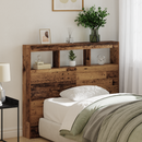 vidaXL Fejtámla LED -es lámpákkal Öreg fa 120 x 17 x 102 cm Faanyag