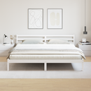 vidaXL Ágykeret Fehér 215,5 x 185,5 x 69,5 cm Tömör fenyőfa