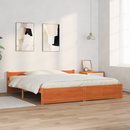 vidaXL Ágykeret Faggyú barna 205,5 x 185,5 x 51 cm Tömör fenyőfa