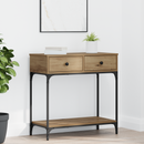 vidaXL Konzolasztal fiókkal kézműves tölgy 75 x 34,5 x 75 cm Faanyag