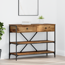 vidaXL Konzolasztal fiókkal polcokkal Barna 100 x 34,5 x 75 cm faszínű
