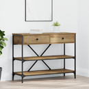 vidaXL Konzolasztal fiókkal polcokkal Barna 100 x 34,5 x 75 cm faszínű