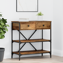 vidaXL Konzolasztal fiókkal polcokkal Barna 75 x 34,5 x 75 cm faszínű