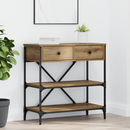 vidaXL Konzolasztal fiókkal polcokkal Barna 75 x 34,5 x 75 cm faszínű