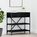 vidaXL Konzolasztal fiókkal Fekete tölgy 75 x 34,5 x 75 cm faszínű