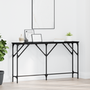 vidaXL Konzolasztal Musta tammi 140 x 23 x 75 cm Műgyantás fa és fém