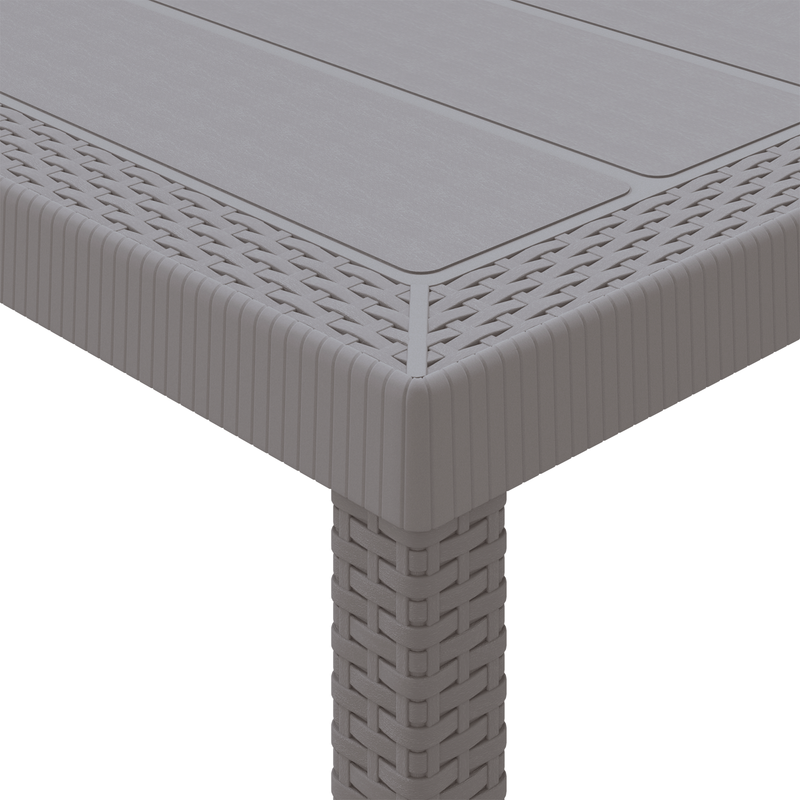 vidaXL Kerti Asztal Világosszürke 100 x 100 x 73 cm polirattan