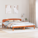 vidaXL Ágykeret fejtámlával Faggyú barna 200 x 200 cm Tömör fenyőfa