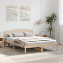 vidaXL Ágykeret fejtámlával Természetes 150 x 200 cm Tömör fenyőfa