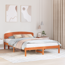vidaXL Ágykeret fejtámlával Faggyú barna 140 x 200 cm Tömör fenyőfa