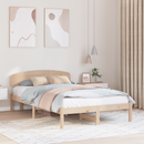vidaXL Ágykeret fejtámlával Természetes 135 x 190 cm Tömör fenyőfa