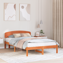 vidaXL Ágykeret fejtámlával Faggyú barna 135 x 190 cm Tömör fenyőfa