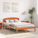 vidaXL Ágykeret fejtámlával Faggyú barna 135 x 190 cm Tömör fenyőfa
