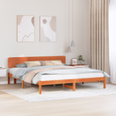vidaXL Ágykeret fejtámlával Faggyú barna 180 x 200 cm Tömör fenyőfa