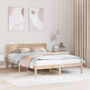 vidaXL Ágykeret fejtámlával Természetes 150 x 200 cm Tömör fenyőfa