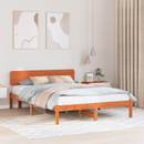 vidaXL Ágykeret fejtámlával Faggyú barna 140 x 200 cm Tömör fenyőfa