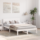 vidaXL Ágykeret fejtámlával Fehér 135 x 190 cm Tömör fenyőfa