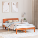 vidaXL Ágykeret fejtámlával Faggyú barna 135 x 190 cm Tömör fenyőfa