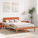 vidaXL Ágykeret fejtámlával Faggyú barna 135 x 190 cm Tömör fenyőfa