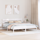 vidaXL Ágykeret fejtámlával Fehér 180 x 200 cm Tömör fenyőfa