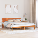 vidaXL Ágykeret fejtámlával Barna 180 x 200 cm Tömör fenyőfa