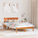 vidaXL Ágykeret fejtámlával Barna 120 x 190 cm Tömör fenyőfa